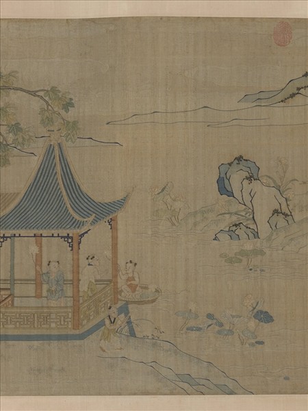 明緙絲戲嬰圖　軸