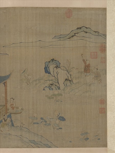 明緙絲戲嬰圖　軸