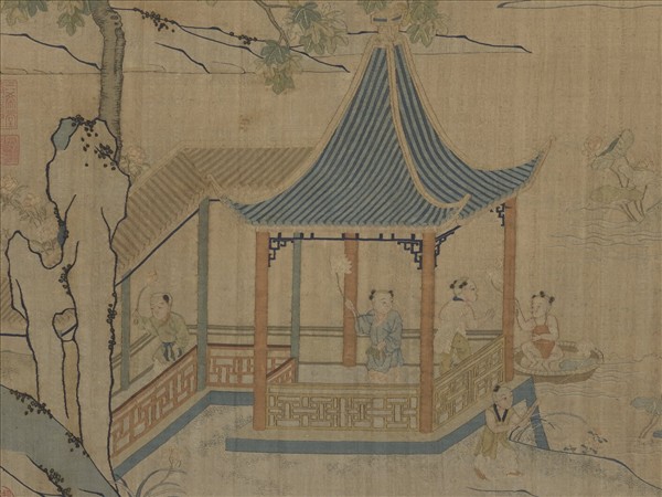 明緙絲戲嬰圖　軸