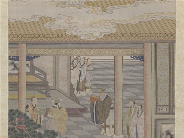 清緙絲武王受丹書圖　軸