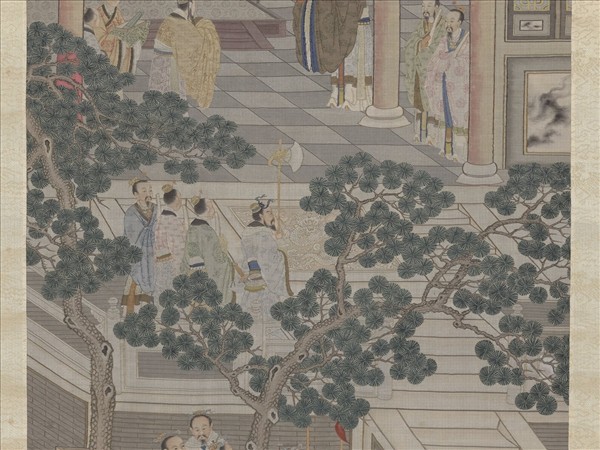 清緙絲武王受丹書圖　軸