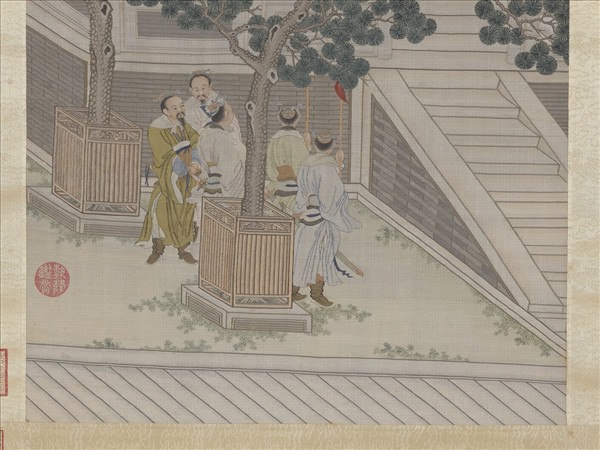 清緙絲武王受丹書圖　軸