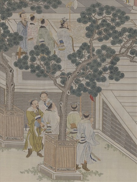 清緙絲武王受丹書圖　軸