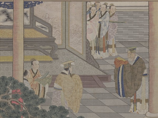 清緙絲武王受丹書圖　軸