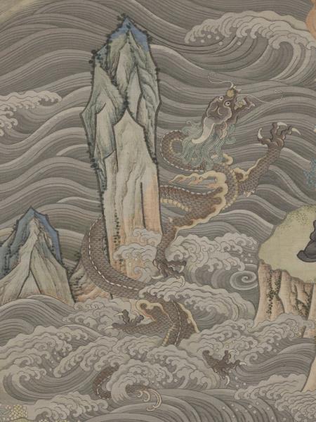 清緙絲周處擊蛟圖　軸