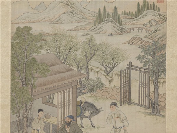 清緙絲李靖遇虯髯公圖　軸