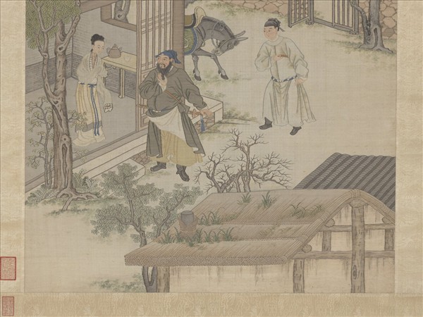 清緙絲李靖遇虯髯公圖　軸