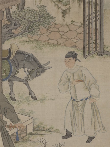 清緙絲李靖遇虯髯公圖　軸