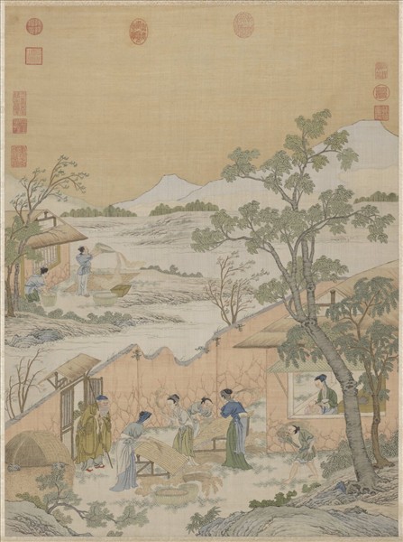 清緙絲場圃秋成圖　軸