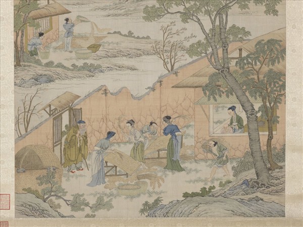 清緙絲場圃秋成圖　軸