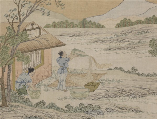 清緙絲場圃秋成圖　軸