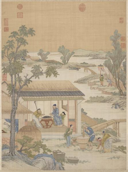 清緙絲村農韶慶圖　軸