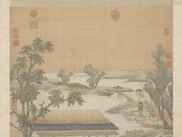 清緙絲村農韶慶圖　軸