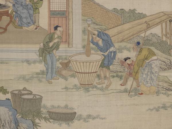 清緙絲村農韶慶圖　軸