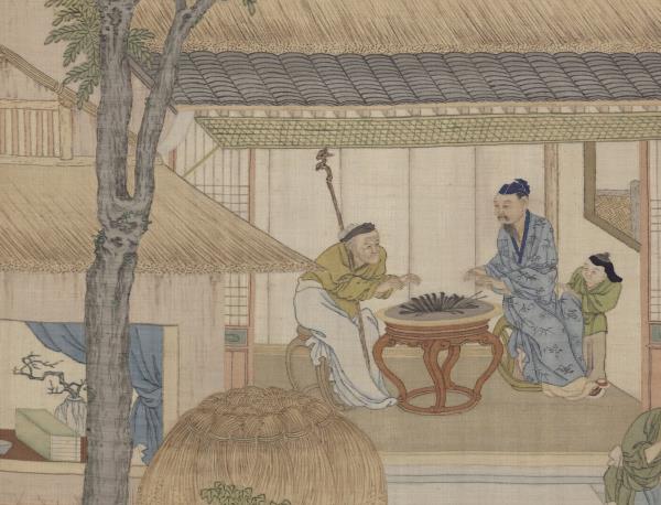 清緙絲村農韶慶圖　軸