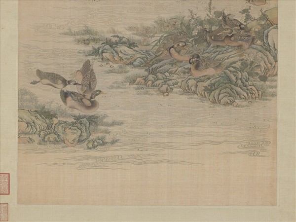 清緙絲春谿浴鴨　軸