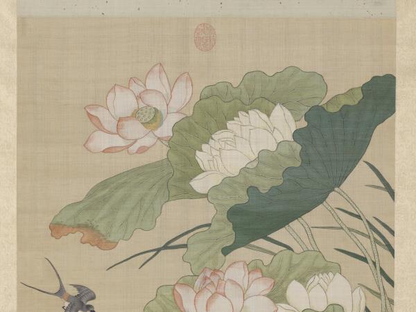 清無名氏畫荷花緙絲　軸