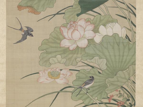 清無名氏畫荷花緙絲　軸