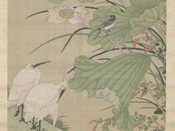 清無名氏畫荷花緙絲　軸