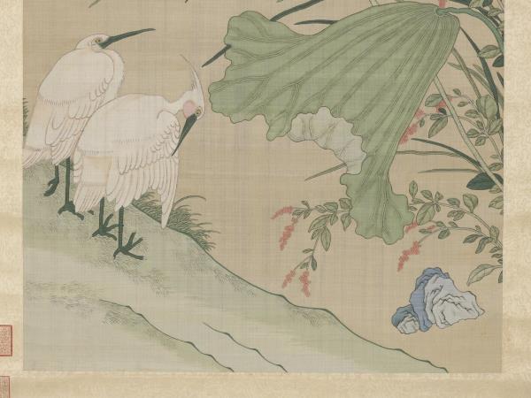 清無名氏畫荷花緙絲　軸