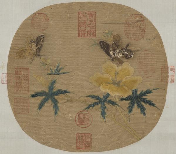 宋繡秋葵蛺蝶　軸