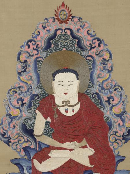 清御製贊繡線無量壽佛　軸