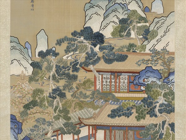 清孔憲培之妻于氏繡御製樂壽堂詩意圖　軸