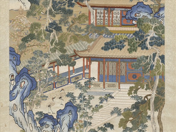 清孔憲培之妻于氏繡御製樂壽堂詩意圖　軸