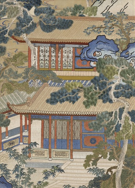 清孔憲培之妻于氏繡御製樂壽堂詩意圖　軸