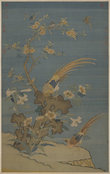 宋緙絲文石錦雞　軸