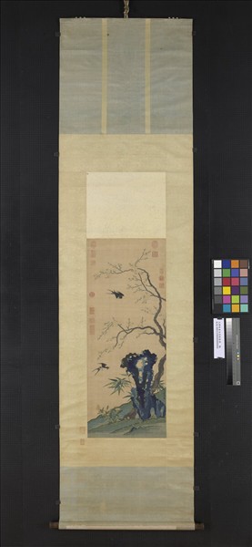 元緙絲崔白杏林春燕　軸