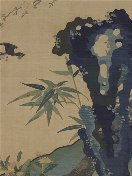 元緙絲崔白杏林春燕　軸