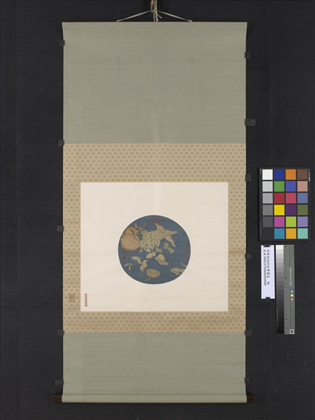 明緙絲桐封秋實團扇　軸