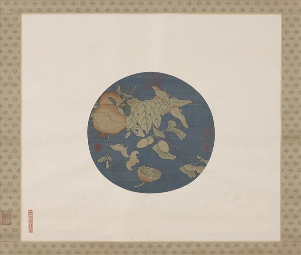 明緙絲桐封秋實團扇　軸