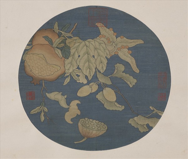 明緙絲桐封秋實團扇　軸