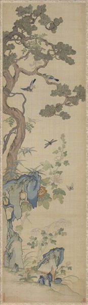 清乾隆緙絲花鳥宮屏　軸