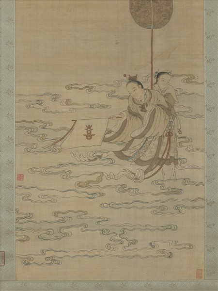 清乾隆緙絲天喜圖　軸