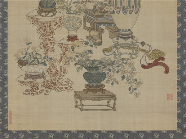 清乾隆緙絲博古花卉集錦　軸