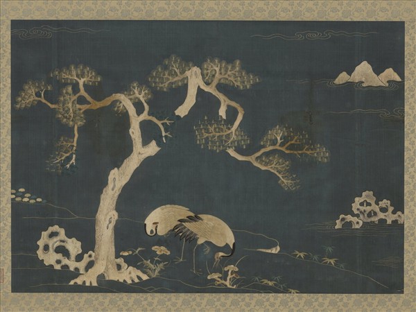 清露香園仿宋繡松鶴　軸