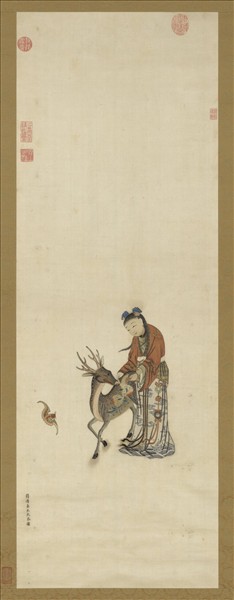 清乾隆粵繡仙童獻壽　軸