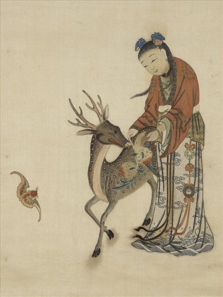 清乾隆粵繡仙童獻壽　軸