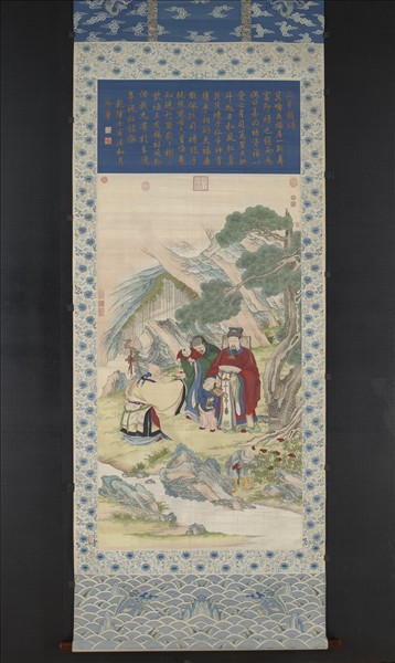 清御製三星圖頌緙絲像　軸