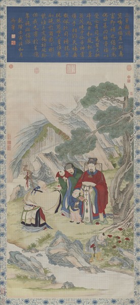 清御製三星圖頌緙絲像　軸