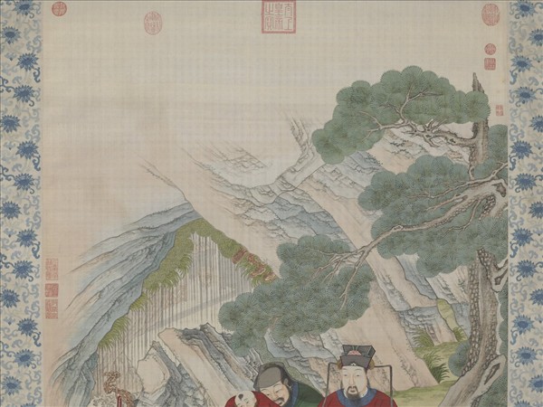 清御製三星圖頌緙絲像　軸