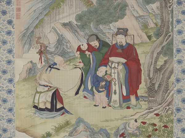 清御製三星圖頌緙絲像　軸