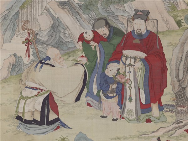 清御製三星圖頌緙絲像　軸