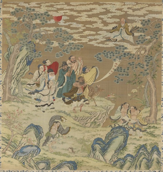 清緙絲群仙祝壽　軸