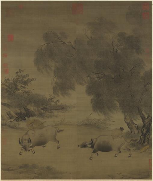 宋李迪風雨歸牧　軸