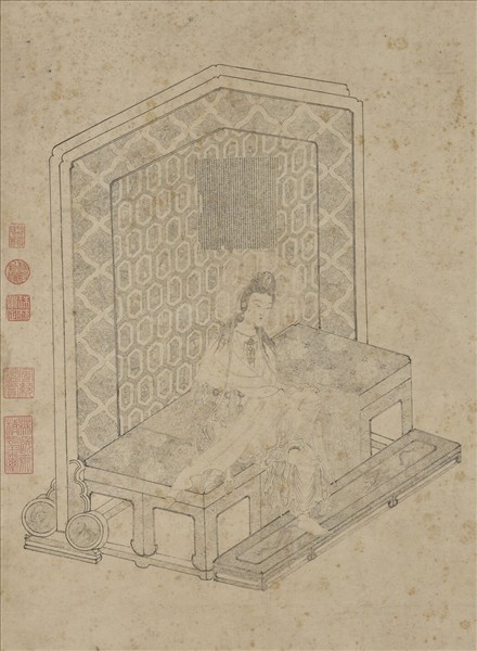 明人臨宋人白描大士像　軸