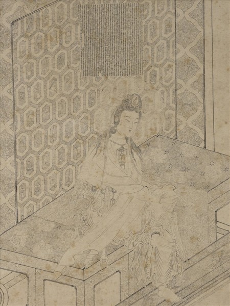 明人臨宋人白描大士像　軸